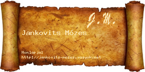 Jankovits Mózes névjegykártya